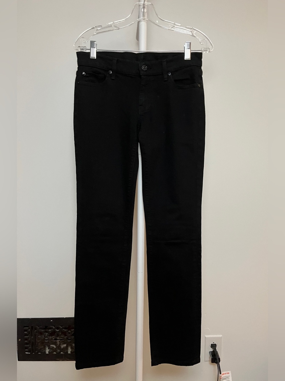 7 for all Mankind Straight Leg Black Jeans